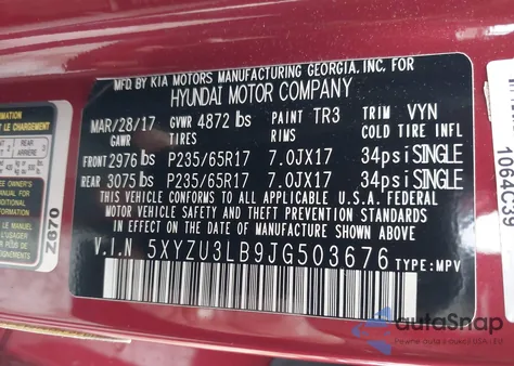 2018 Hyundai Santa Fe Sport 2.4L from USA, damaged, VIN 5XYZU3LB9JG503676